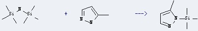 The 5-methyl-1H-pyrazole could react with 1,1,1,3,3,3-hexamethyl-disilazane, and obtain the 1-(Trimethylsilyl)-3-methyl-pyrazol
